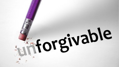 Eraser changing the word Unforgivable for Forgivable  clipart