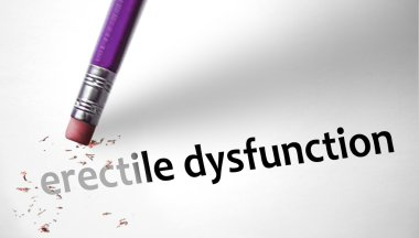 Eraser deleting the concept Erectile Dysfunction  clipart