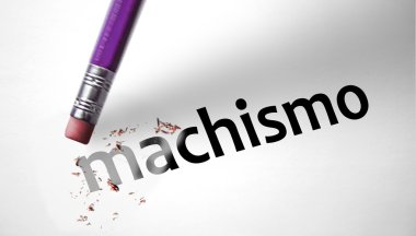 Eraser deleting the word Machismo  clipart