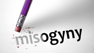 Eraser deleting the word Misogygny  clipart
