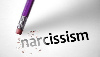 Eraser deleting the word Narcissism  clipart