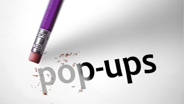 Eraser deleting the word Pop-ups clipart