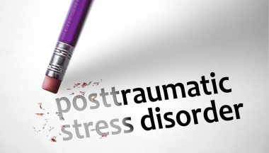 Eraser deleting the concept Posttraumatic Stress Disorder PTSD  clipart