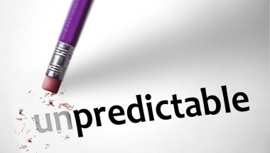 Eraser changing the word Unpredictable for Predictable  clipart