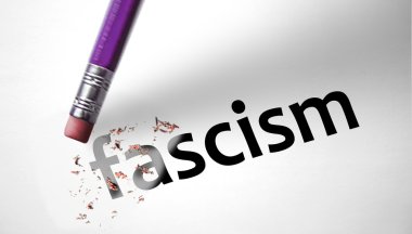 Eraser deleting the word Fascism  clipart