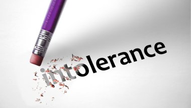 Eraser deleting the word Intolerance clipart
