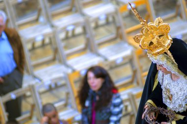 Malaga, İspanya - Nisan 09: Kutsal hafta geleneksel alayı ben