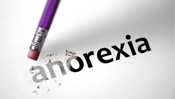 Borrador que borra la palabra Anorexia — Foto de Stock