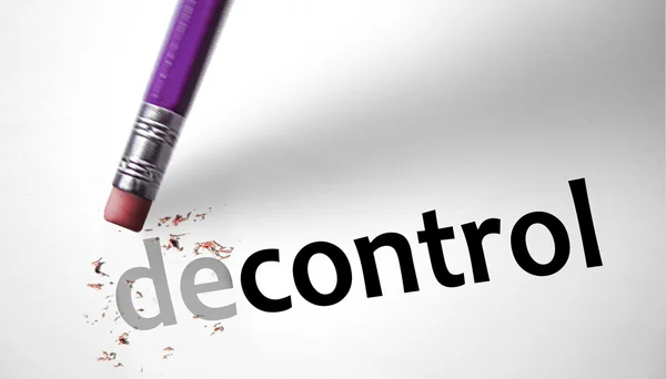 Eraser changing the word decontrol for control — Stock Photo, Image