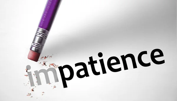 Változó a türelem szó türelmetlensége radír — Stock Fotó