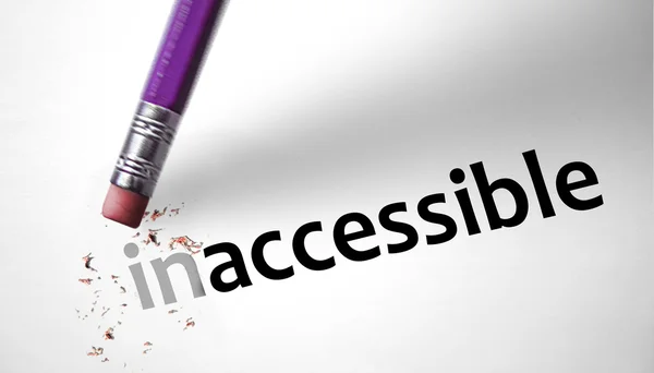 Eraser changing the word Inaccessible for Accessible — Stock Photo, Image