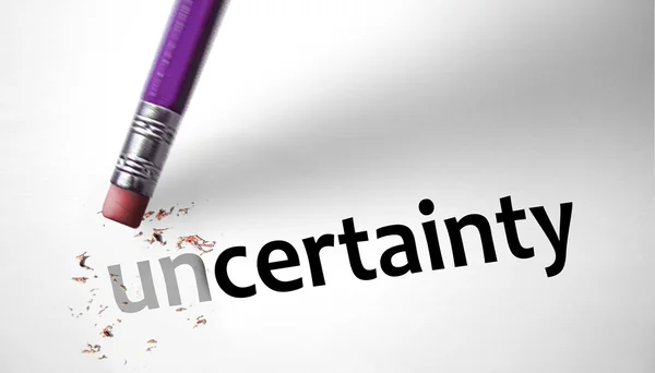 Eraser changing the word Uncertainty for Certainty — Stock Photo, Image