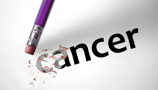 Eraser deleting the word Cancer — Stock Photo, Image