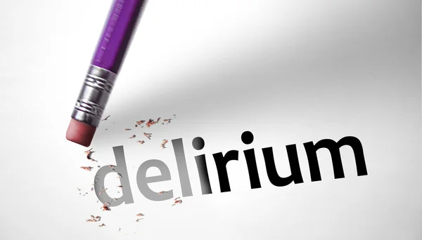 Radergummi ta bort word-delirium — Stockfoto