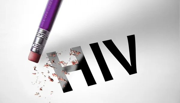 Gomma che cancella la parola HIV — Foto Stock