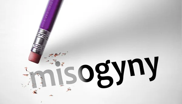 Eraser deleting the word Misogygny — Stock Photo, Image