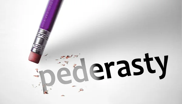 Eraser deleting the word Pederasty — Stock Photo, Image