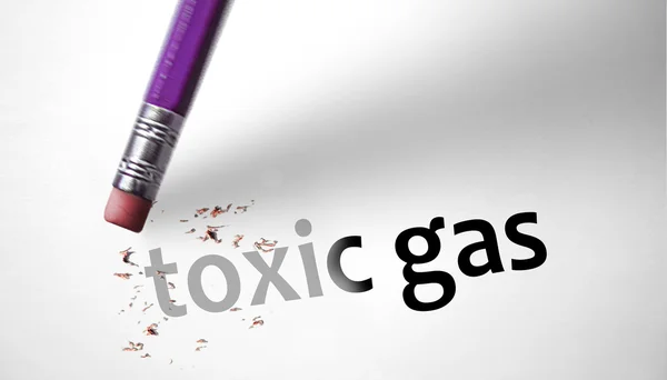 Eraser deleting the concept Toxic Gas — Stock Photo, Image