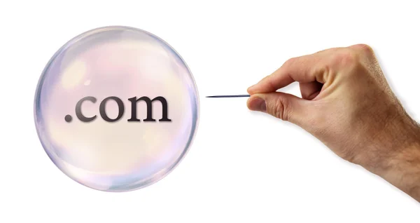 Internet .com Bubble about to explode by a needle — Stock Photo, Image