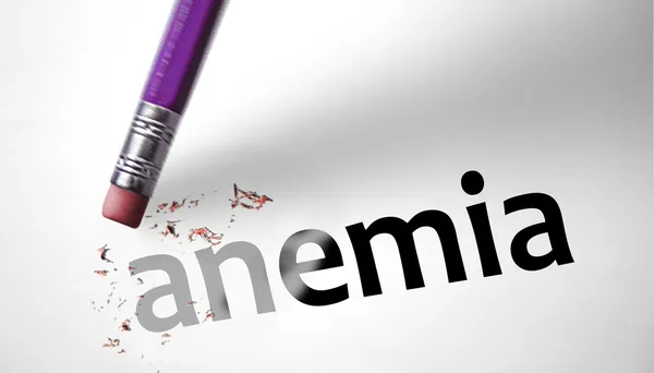 Eraser deleting the word Anemia — Stock Photo, Image