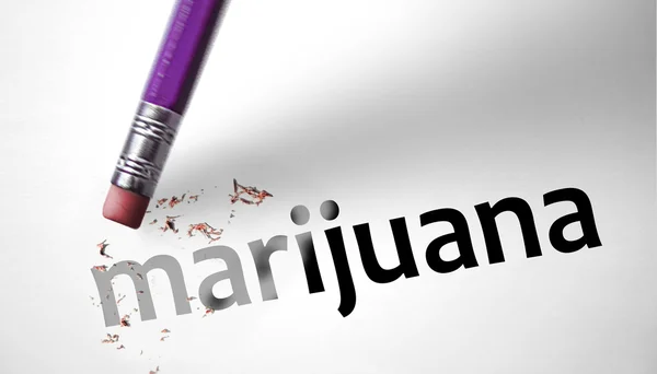 Borrador de borrar la palabra Marihuana —  Fotos de Stock