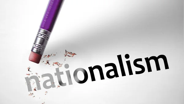Radiergummi löscht das Wort Nationalismus — Stockfoto