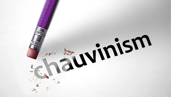 Eraser deleting the word Chauvinism — Stock Photo, Image