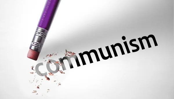 Eraser deleting the word Communism — Stock Photo, Image