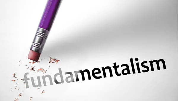 Eraser deleting the word Fundamentalism — Stock Photo, Image