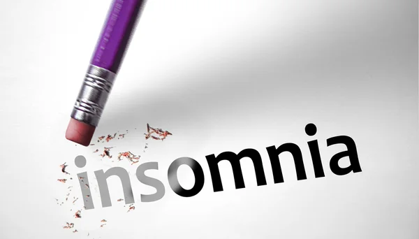 Eraser deleting the word Insomnia — Stock Photo, Image