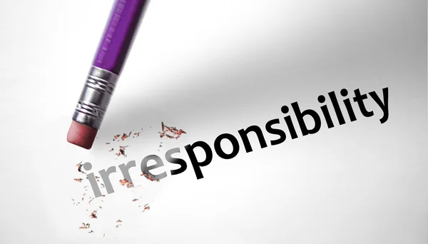 Eraser deleting the word Irresponsibility — Stock Photo, Image