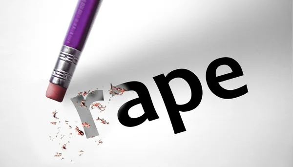 Eraser deleting the word Rape — Stock Photo, Image