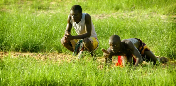 SENEGAL - 19 SETTEMBRE: Gli uomini nella lotta tradizionale (lotta — Foto Stock