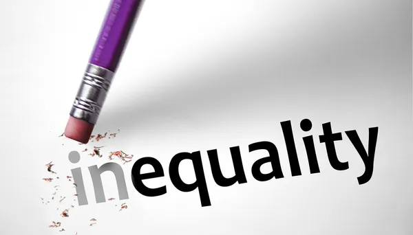 Eraser меняет слово неравенство на равенство Стоковое Изображение