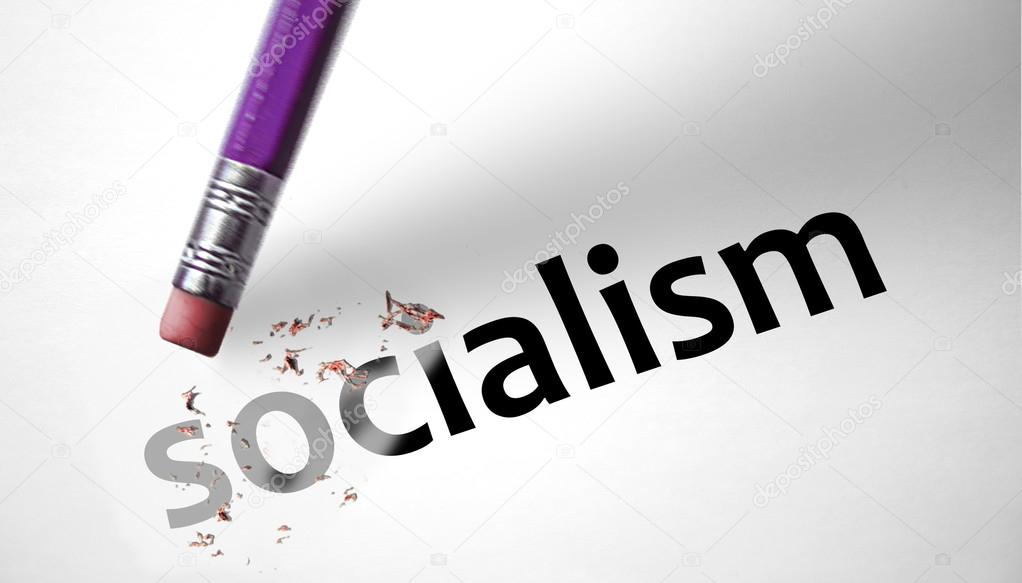 Eraser deleting the word Socialism 