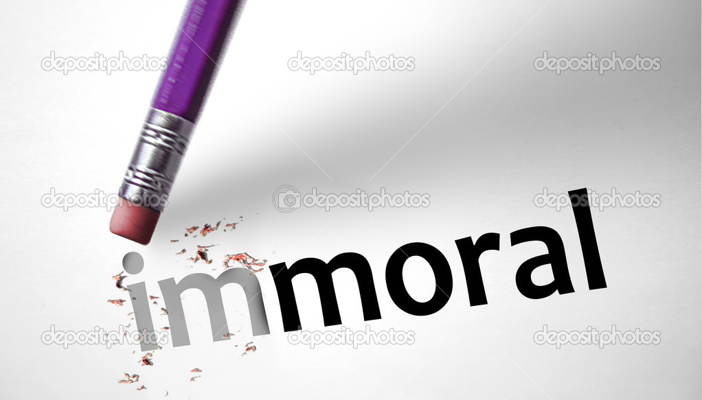 Eraser changing the word Immoral for Moral 
