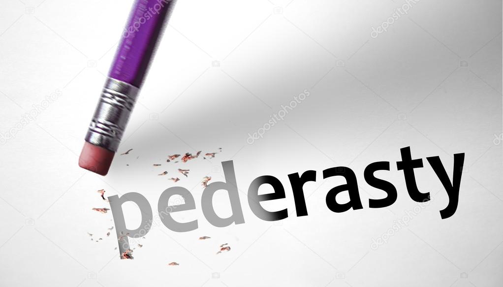 Eraser deleting the word Pederasty 