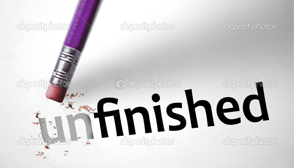 Eraser changing the word Unfinished for Finished 
