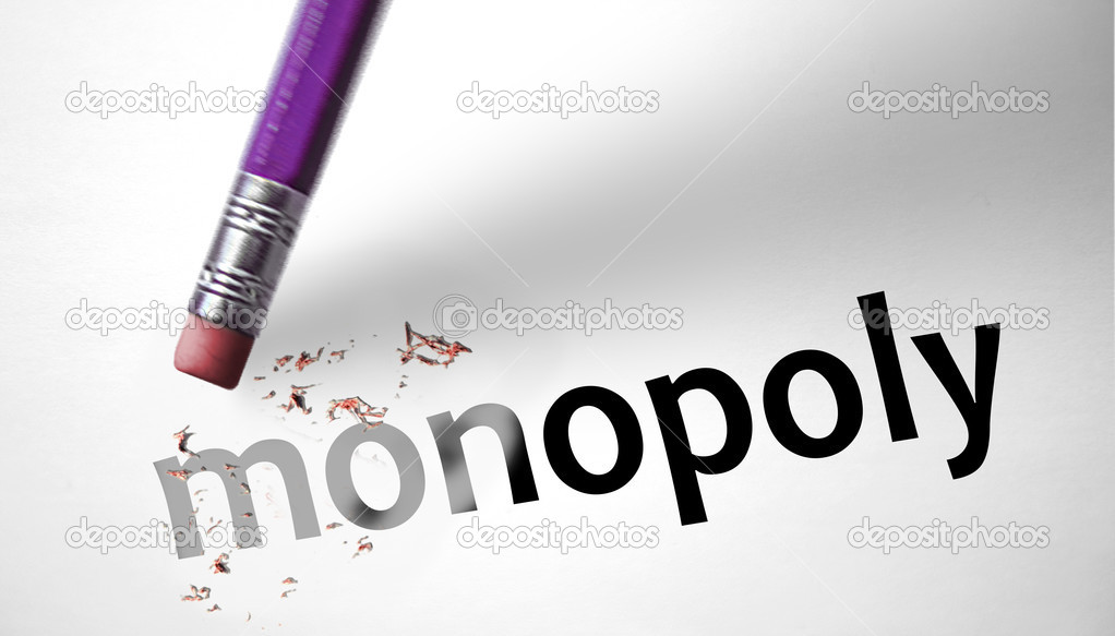 Eraser deleting the word Monopoly 