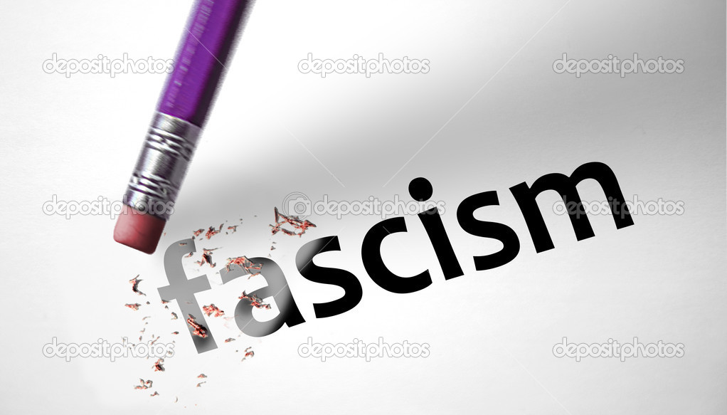 Eraser deleting the word Fascism 