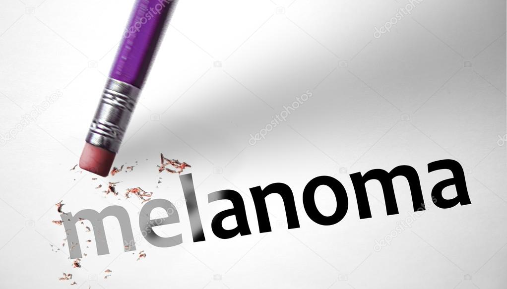Eraser deleting the word Melanoma — Stock Photo © klublub 48704427