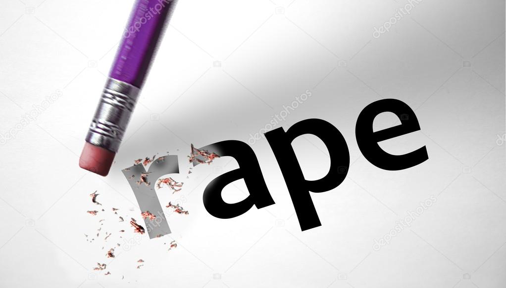 Eraser deleting the word Rape 