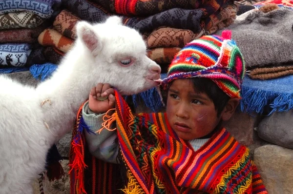 AREQUIPA, PERÚ - 6 DE ENERO: Niño pequeño quechua no identificado en t —  Fotos de Stock
