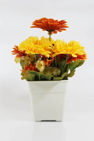 Vaso de plástico flor — Fotografia de Stock