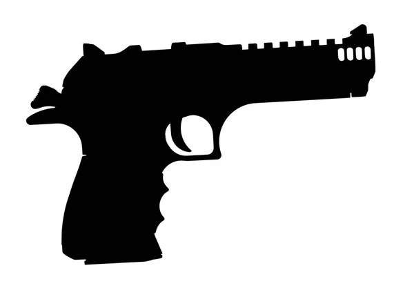 Silueta Pistola Semiautoritaria Alta Potencia Sobre Fondo Blanco — Foto de Stock