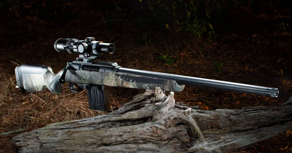 Bolt Action Rifle Scope Forest — Stock Photo, Image