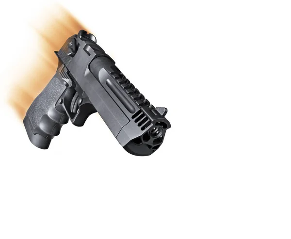 Semi Auto Pistol Moving White Room Copy — Stockfoto