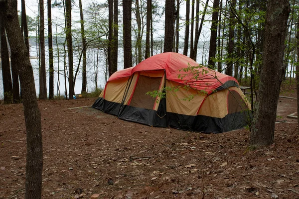Rainy Day Tent Set Jordan Lake North Carolina —  Fotos de Stock
