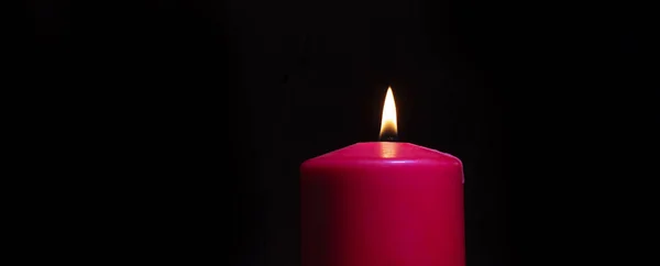 Свічка Червона Полум Темному Тлі — стокове фото
