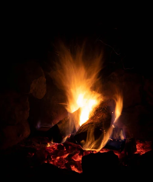 Sparks Flying Campfire Late Night — Stock Photo, Image